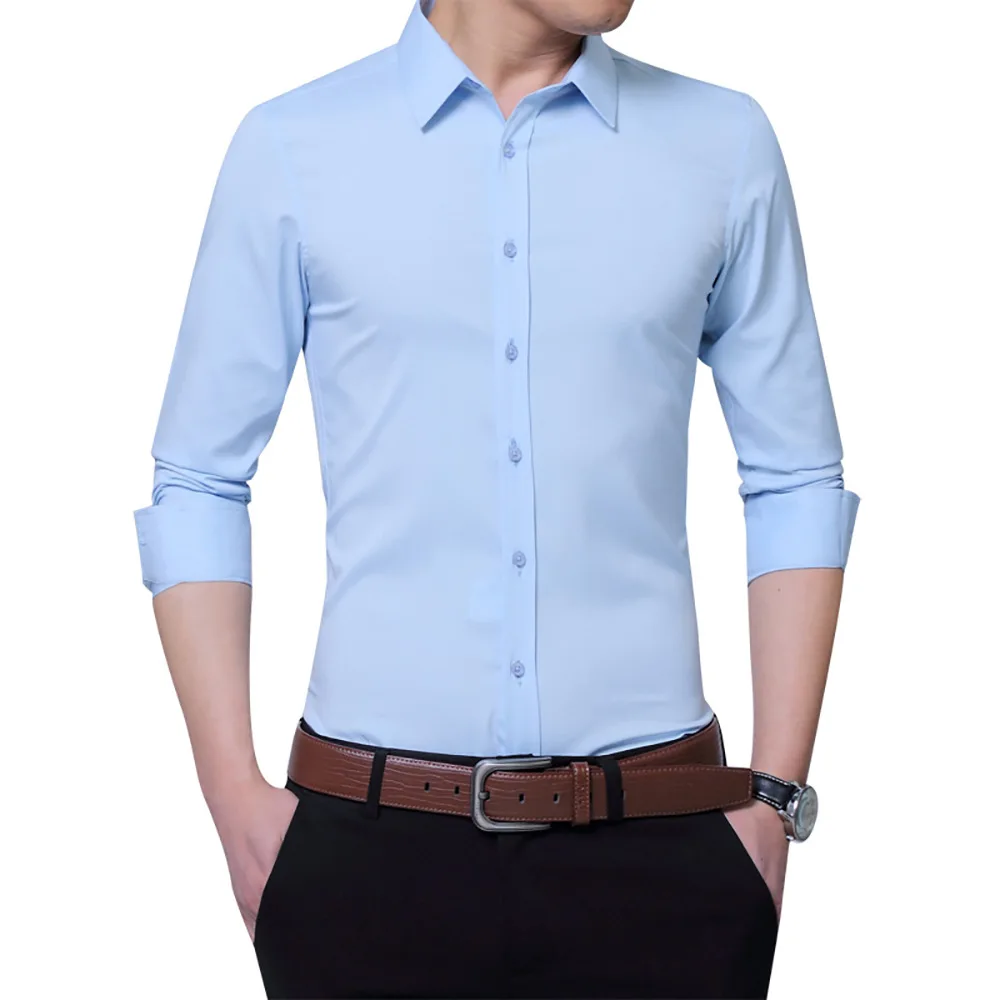 Новая мужская рубашка модная Повседневная рубашка с длинным рукавом приталенная мужская деловая рубашка брендовая одежда размера плюс 5XL