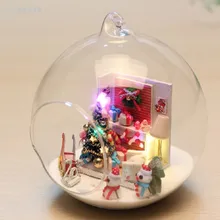 Новое поступление самодельный стеклянный шар Рождественский Дом Деревянная ручная работа креативная ручная работа на рождественскую тематику Кукольный дом строительные наборы микро пейзаж кукла