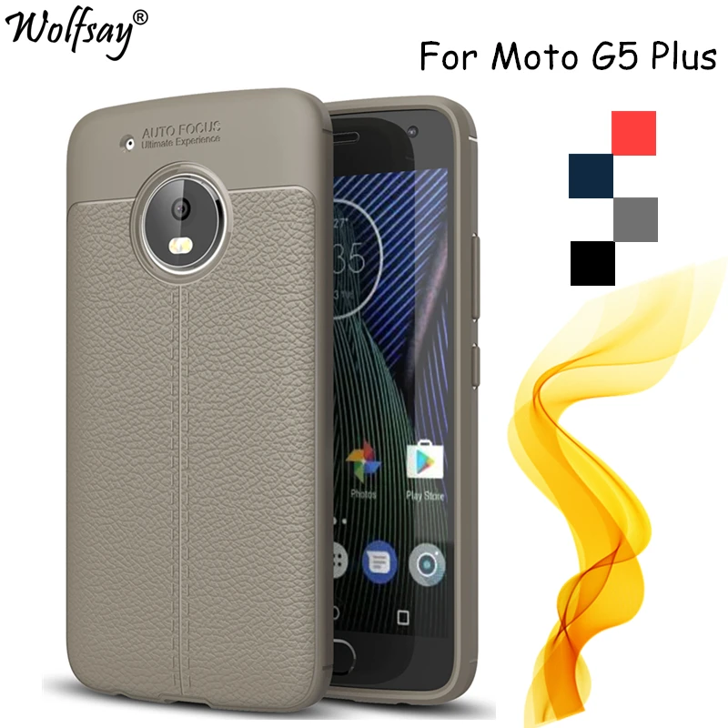Wolfsay sFor Phone Cover Moto G5 Plus Case Luxury Litchi Pattern TPU