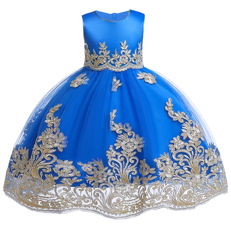 

Kids Dresses for Girls Embroidery Lace Tutu Kids Clothing Elegent Flower Girls Dresses for Children Party Custumes
