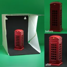 Atacado 15 pçs/lote Portátil Mini Folding Estúdio cenários de Fotografia Softbox Dobrável w/whit preto Backgound Macio e Lightbox