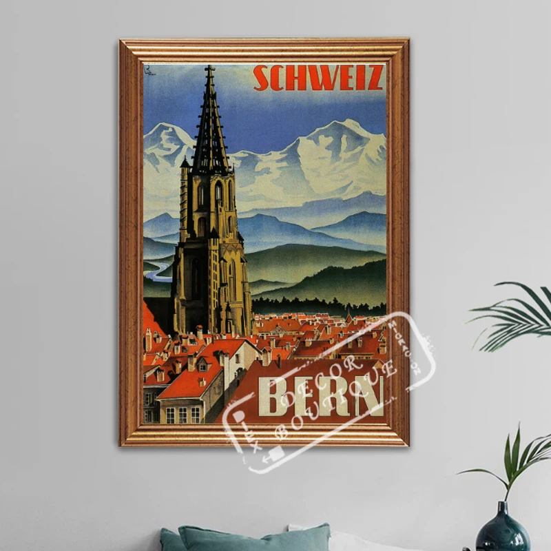 Винтажный рекламный плакат Швейцария Берн классические картины на холсте