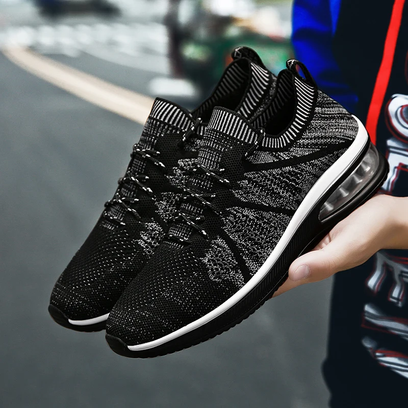 

New Outdoor listing hot sales Spring and Autumn Fly line Breathable Men running comfortable shoes Full air cushion sneakers w5