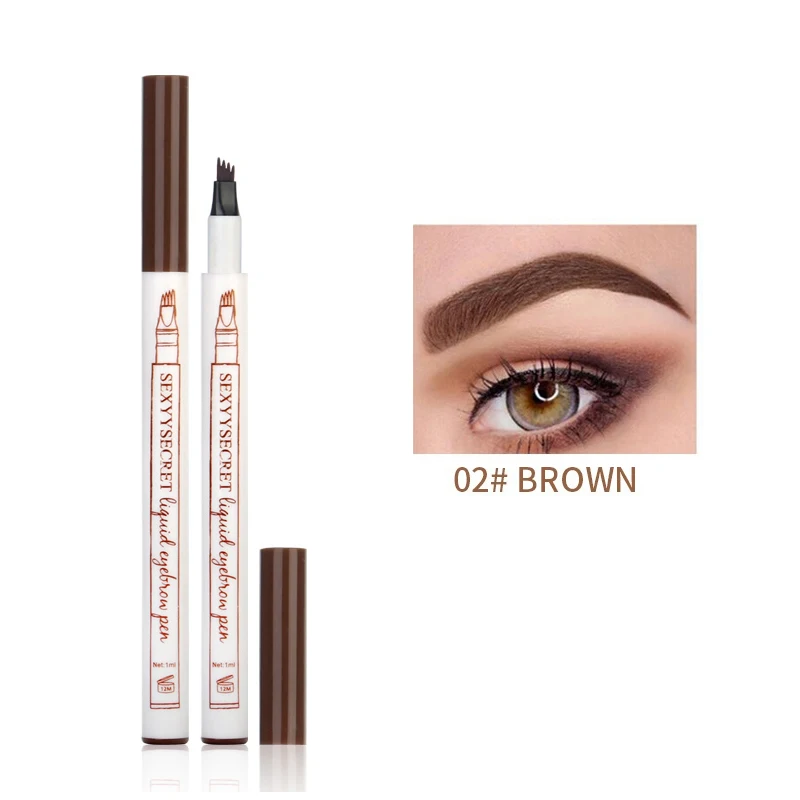 02 Brown Бренд Microblading бровей Татуировка ручка водонепроницаемый вилка наконечник брови оттенок для бровей карандаш для бровей 3 цвета жидкий карандаш для бровей - Цвет: 02 Brown