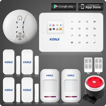 KERUI G18 wireless zones app control GSM alarm system with touch screen TFT color display home alarm system PIR Motion Senson