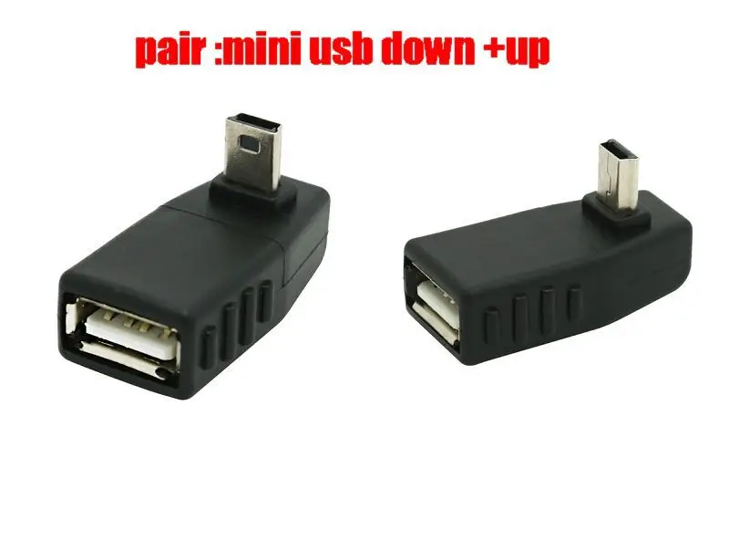 1 pair 90 degree up + down right angle USB 2.0 A Female to