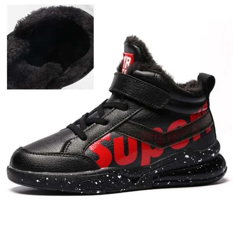 MHYONS Winter Children snow boots fashion waterproof boy girl martin boots leather casual child shoes warm plush baby boots - Цвет: fur red