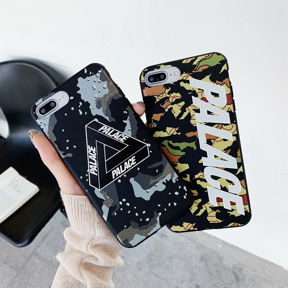 

Fashion Luxury Skateboard Brand PALACE Case For iphone 8 7 6 6S Plus X XS MAX XR Camouflage 3D relief Soft Silicon Cover Coque