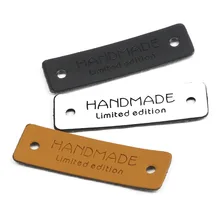 Etiquetas de cuero PU hechas a mano para regalos de trabajo, accesorios de costura para zapatos y ropa hechos a mano, edición limitada, venta al por mayor