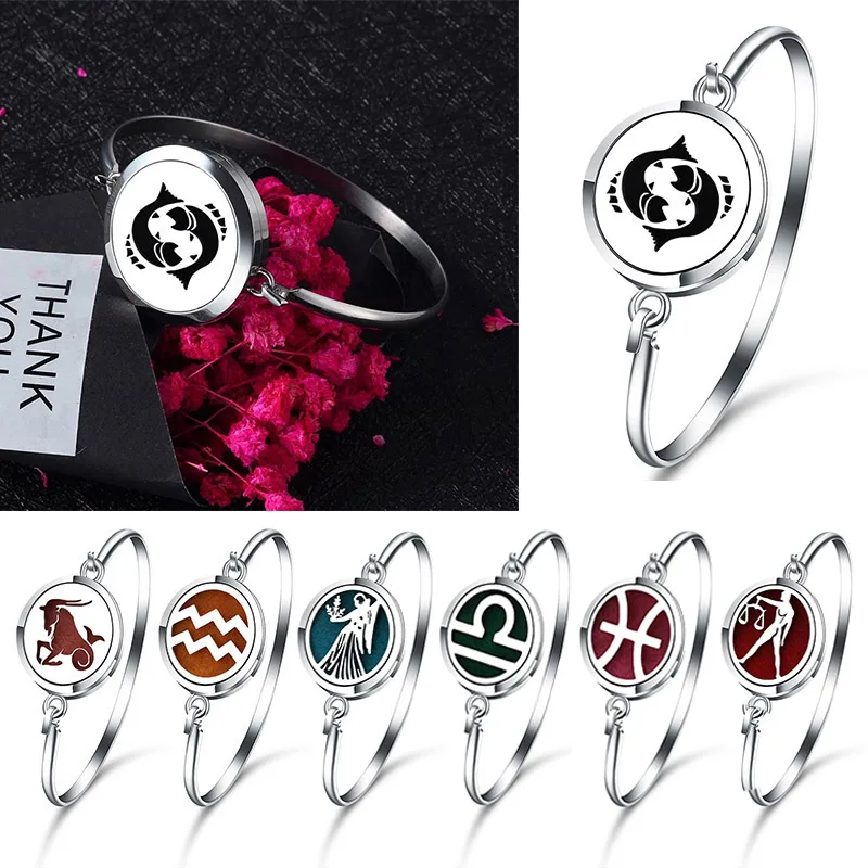 

New Pisces Aromatherapy Locket Bracelet Stainless Steel Essential Oil Diffuser Perfume Lockets Jewelry Fashion Bangle Bracelets