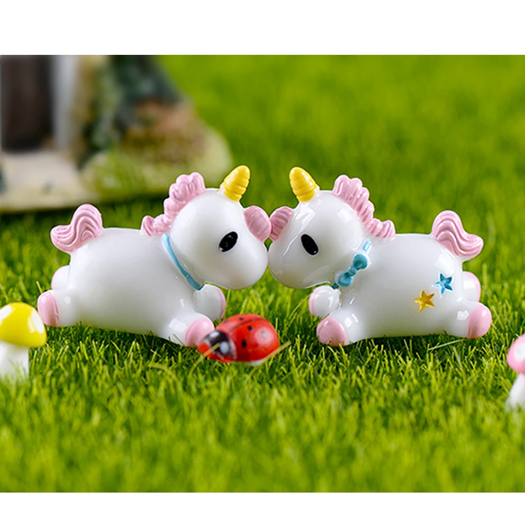

2pcs Unicorn Ornament Statue Figurine Home Garden Display Decoration Figure