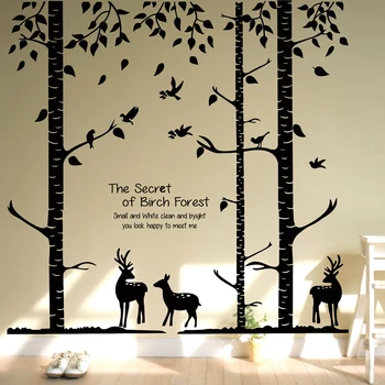 

Large Forest Landscape Wall Sticker Living Room Bedroom Deer Tree Bird Animal Wall Decal Kids Room Vinyl Home Decor Mural Art