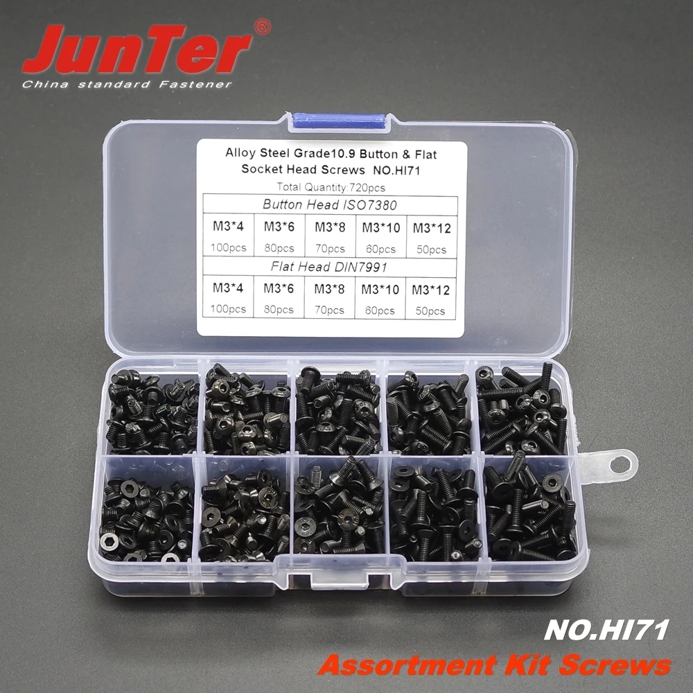3mm Black Alloy Steel Flat Pan Head Allen Bolts Socket Screws 720pcs M3