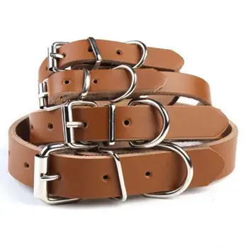 

Adjustable Cow Leather Pet Dog Cat Puppy Collar Neck Buckle Black/Brown 2020 New High Quality