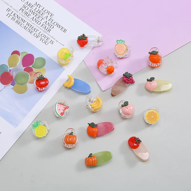 

New Children Cartoon Fruit Hair Claws Hairpins Kids Headwear Strawberry Watermelon Mini Hairgrips Headdress Hair Clips For Girls