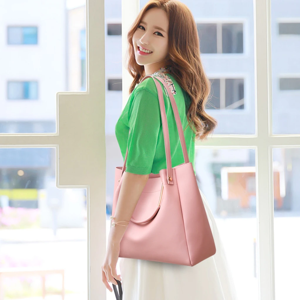 YANXI النساء حقيبة مجموعة الإناث أعلى مقبض حقيبة قدرة كبيرة أزياء الكتف حقيبة محفظة السيدات بو الجلود Crossbody حقيبة 4 مجموعات