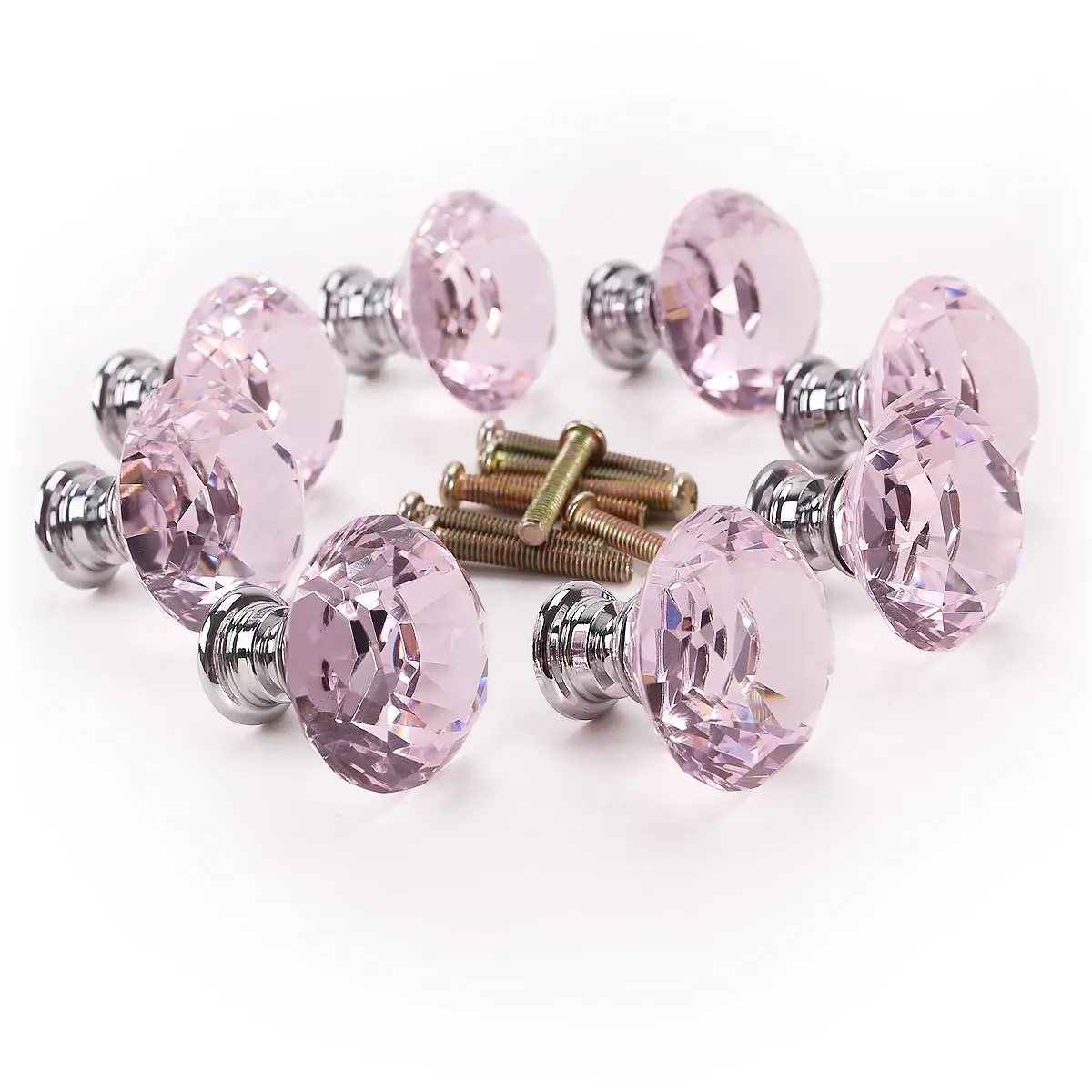 

DSHA New Hot 8 x Pink diamond bling decoration door furniture drawer handle knob 30x27mm