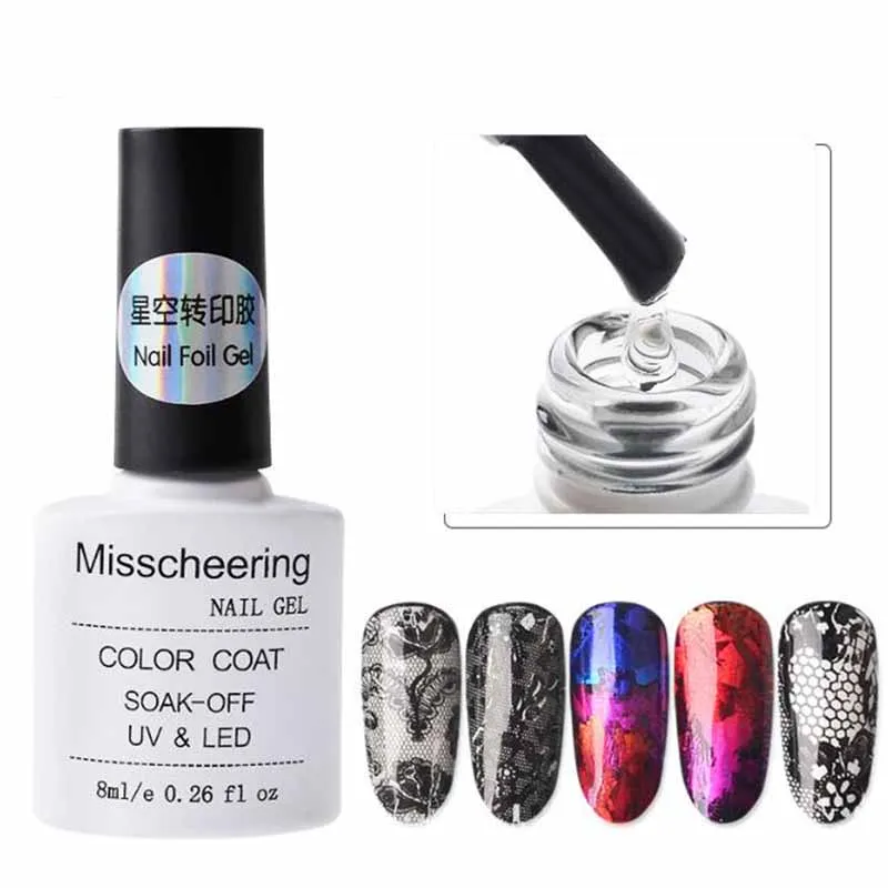 

8ml New Nail Foils Glue Manicure Nail Art Gel Varnish Starry Sky Clear Adhesive Star Glue for Nail Foils Transfer Paper