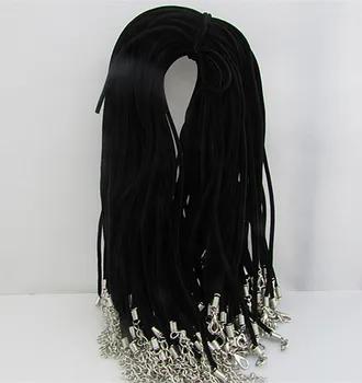 

RTW566! 50pcs black suede leather necklace cord with lobster clasps
