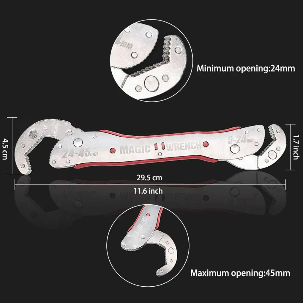 Universal Wrench Multi-function Quick Snap Grip Wrench Socket Dual Head Adjustable Wrench Spanner Nuts and Bolts