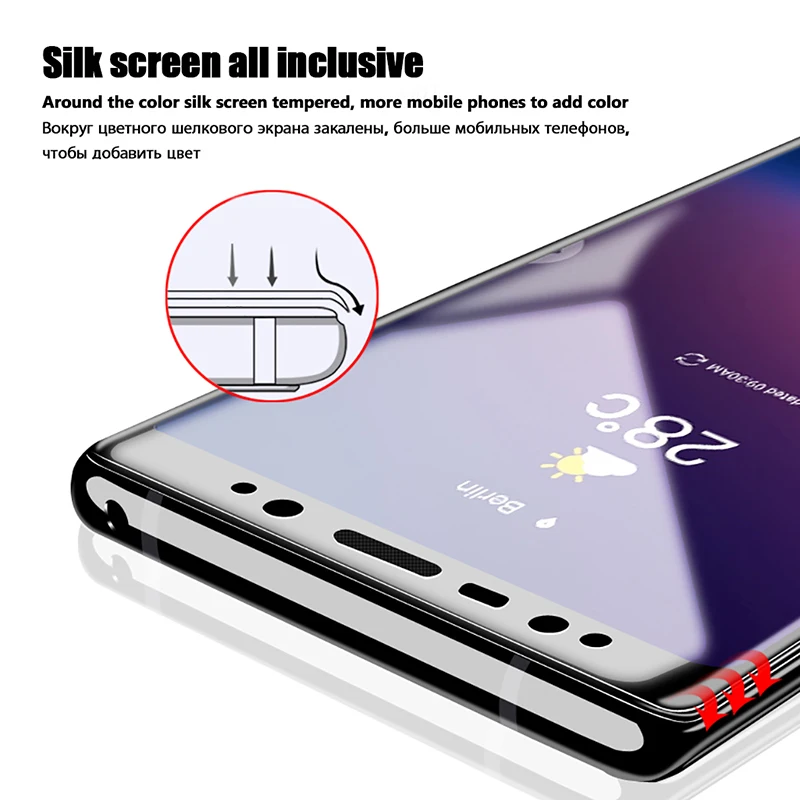 Note9 3D изогнутое полное покрытие закаленное стекло для Samsung Galaxy S8 Plus S9 + S6 S7 Edge Note 8 9 5D