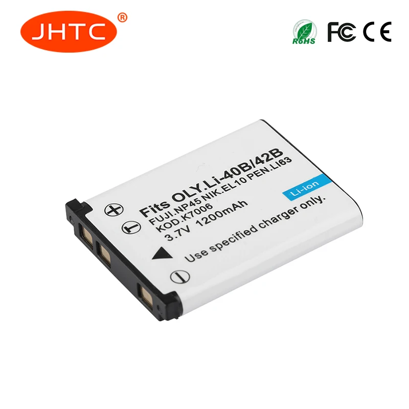 

JHTC 1pc 1200mAh Li-40B Li-42B Li 40B 42B Li40B Rechargeable Camera Battery for Olympus Li-42B Pentax D-Li63 Fuji NP-45 Nikon EN