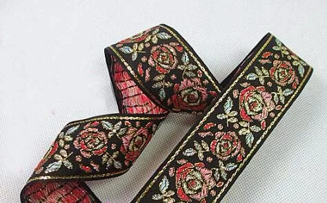 

ZY DIY Traditional Black Rose Flowers Flowers Embroidery Jacquard Ribbon, Beautiful ribbon and DIY ribbons for sewing