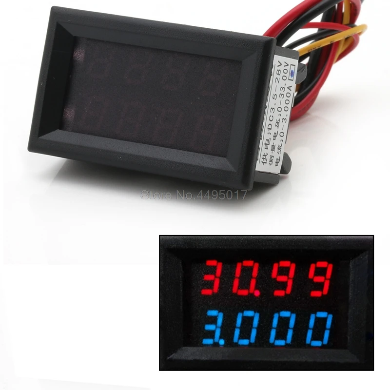 

4 Bit 0-33V 3A DC Voltmeter Ammeter Digital LED Dual Display Amp Volt meter FU Jun24