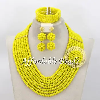 

Banana Yellow African Bead Sets Charming Nigerian Wedding Beads Set Wholesale New Item ABE079
