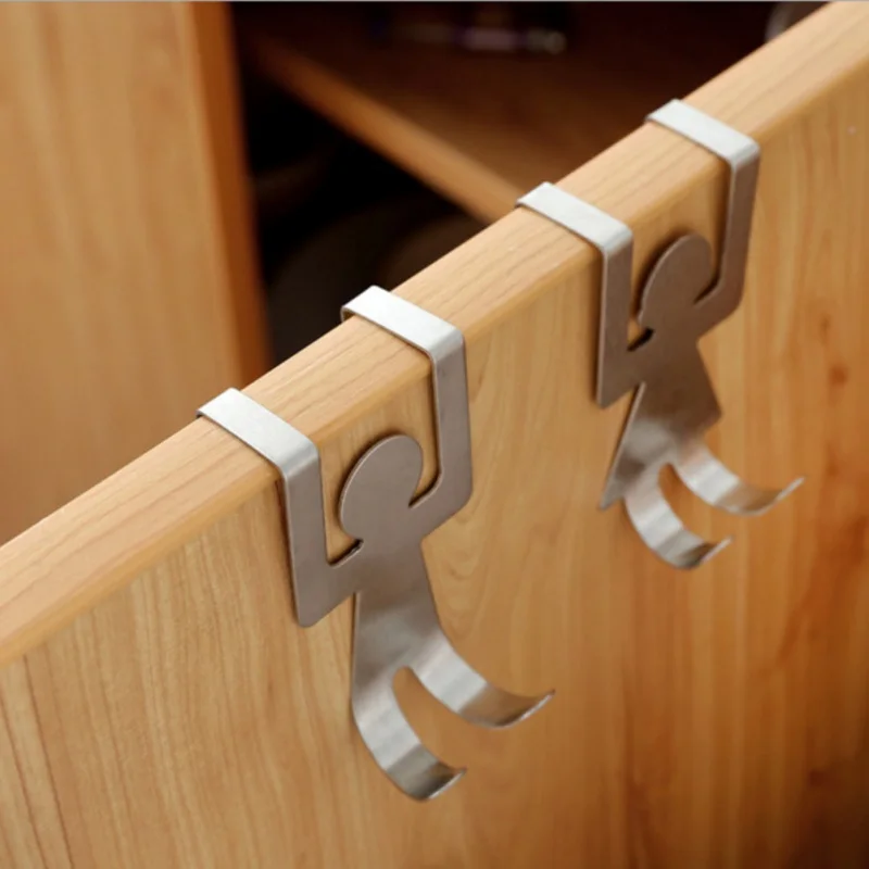 

2Pcs/set Stainless Steel Lovers Shaped Hooks House Kitchen Pot Pan Hanger Clothes Storage Rack Tool Y6