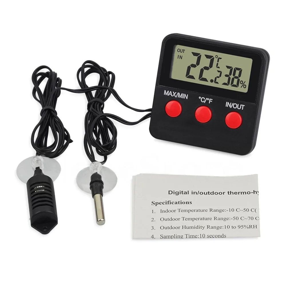 

Sucked Type Digital Indoor/Outdoor Thermometer Hygrometer Mini Temperature Humidity Gauge With Remote Probe Easy Installation