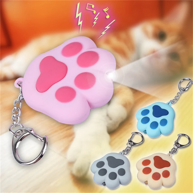 

Wholesale Cartoon Cute Keychain Cat Paw Feet Key Chain Sound Light LED Flashlight Key Ring Holder Figure Pendant Gift