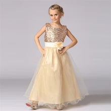 High quality Lace Girl Dresses Children Dress Sequined Princess Dress Length to Floor Baby Girl Wedding Dress Birthday Costume