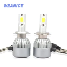 WEANICE 2PCS C6 LED Headlight Bulbs 12V 36W 3800LM COB IP68 Auto Headlamp H4 H7 H1