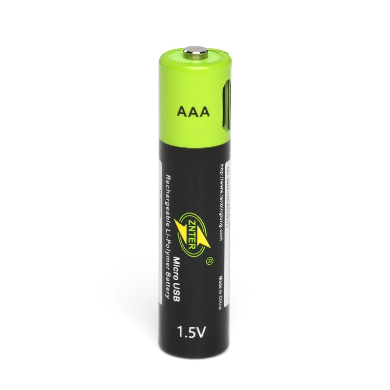 Литий полимерная батарейки ZNTER 1.5В AAA с кабелем Micro USB для зарядки|Перезаряжаемые