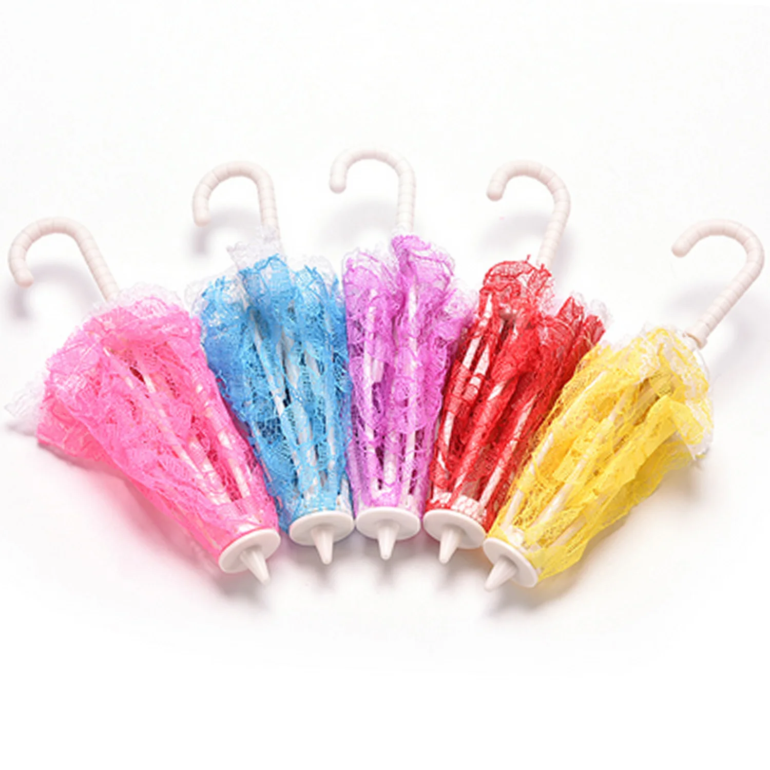 6PCS Kids Fantasy Doll Mini Plastic Lace Umbrella Handmade Sunshade Umbrella Dollhouse Furniture Accessories for Barbie Toy 6PCS Kids Fantasy Doll Mini Plastic Lace Umbrella Handmade Sunshade Umbrella Dollhouse Furniture Accessories for Barbie Toy