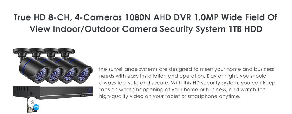 SDETER 4CH 1080N Камера Наборы AHD CCTV камера системы DVR Открытый ночное видение камера NVR системы наблюдения комплект