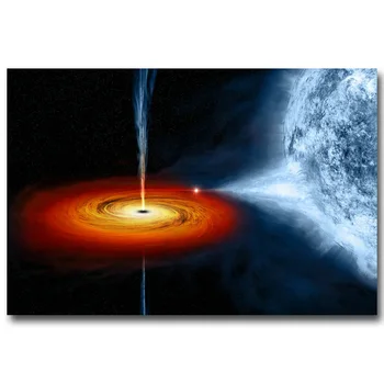 

NICOLESHENTING BLACK HOLE Milky Way Galaxy Stars Nebula Art Silk Fabric Poster Huge Print Space Pictures for Home Wall Decor