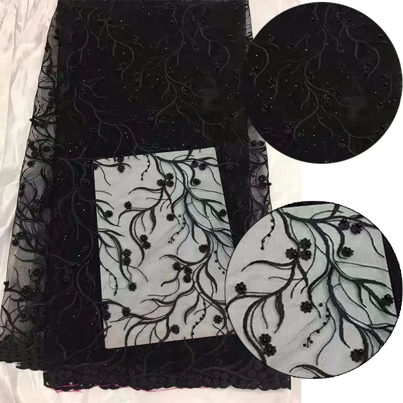 

bazin riche getzner 2018 african lace fabric 2018 high quality lace french black green pink Beaded Wedding and evening dress