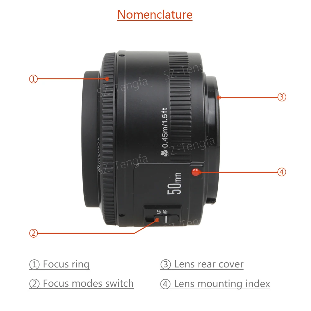 YONGNUO YN 50 мм объектив с фиксированным фокусом объектив EF 50 мм F/1,8 AF/MF объектив с большой апертурой Автофокус Объектив для Canon DSLR камеры