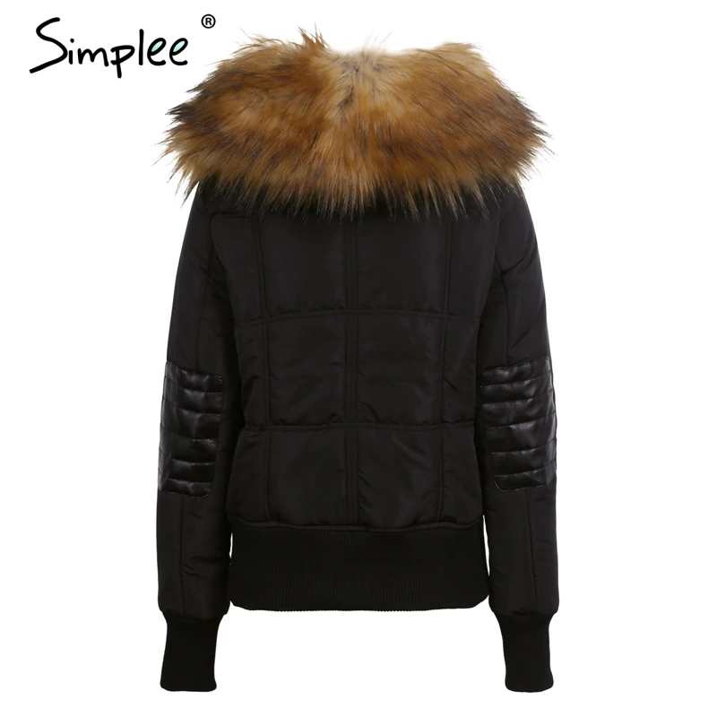 Женская черная утепленная куртка-парка Simplee, теплая шуба на молнии с капюшоном и карманами, толстая куртка на зиму