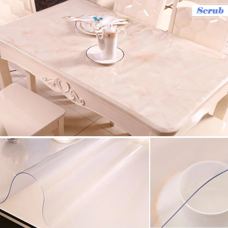 PVC Transparent Waterproof Tablecloth Frosted Waterproof and oil proof table cover Kitchen Table Covers Soft Glass Table cloths