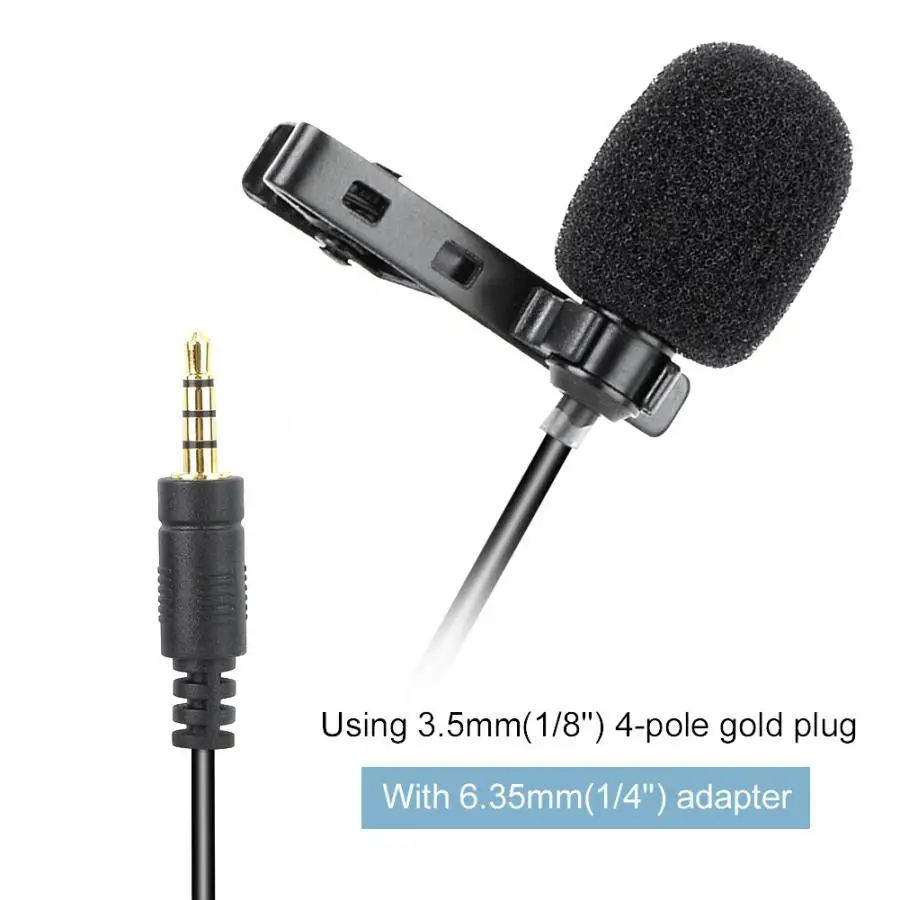 WS-M1 клип-на Lavalier всенаправленный конденсаторный микрофон для смартфонов и DSLR камеры видеокамеры аудиозаписывающие устройства
