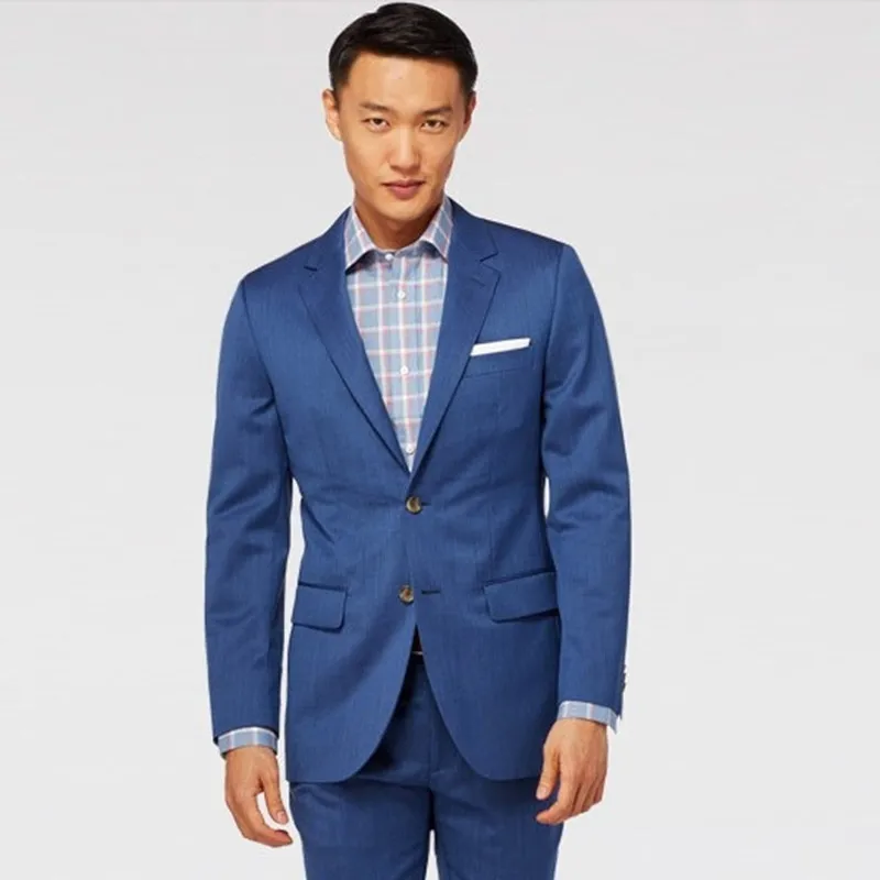 bespoke tuxedo for wedding groom wear blue custom made font b suit b font classic wool