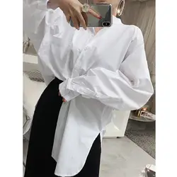 Z-ZOUX Для женщин блузки хлопковая белая рубашка асимметрия Для женщин футболки свободные длинные Для женщин топы универсальные Топ белый