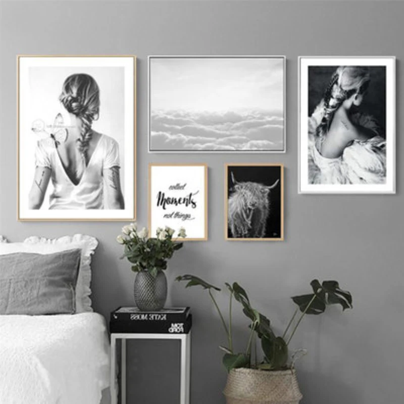 

Black White Photography Character English Girl Tattoo Art Canvas Painting Poster Nordic Modern Wall Picture For Home Decor