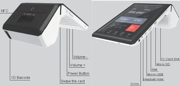 Ручной Android 7 дюймов планшет pos платежный терминал с чип-карт/принтер ts-7002