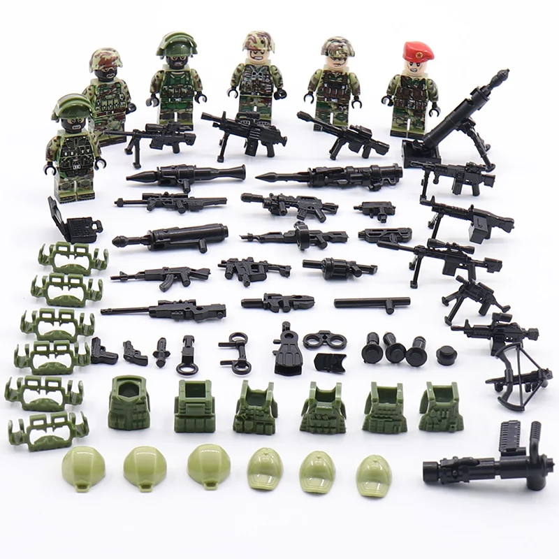 

Wholesale Legoing Alpha Army Minifigure SWAT Modern Military Special Police with Gun Weapons Building Blocks Toys Children Gift