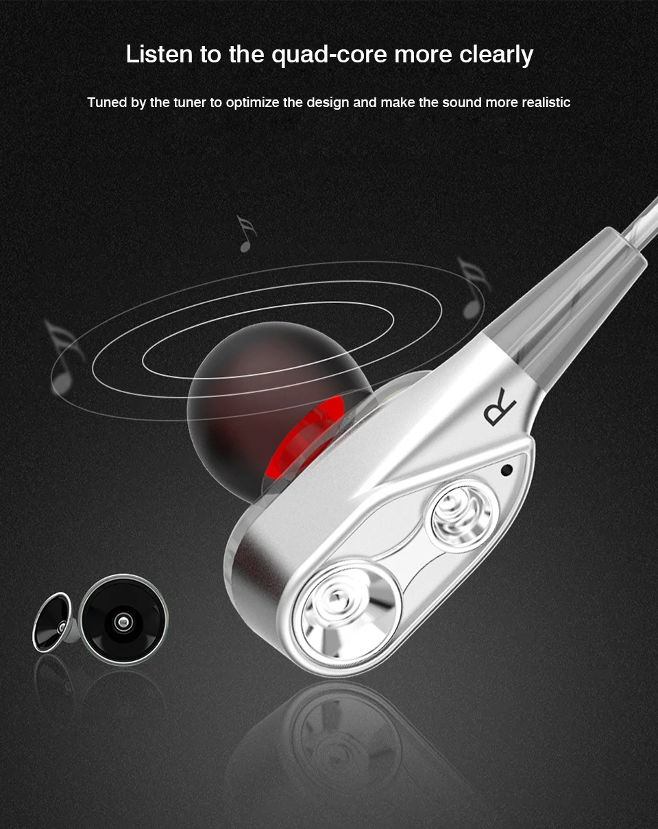 Noise Cancelling Earphones Dual Driver Earphone With MIC Gaming Headset Stereo Earphones With Microphone For Mobile Phone (21)