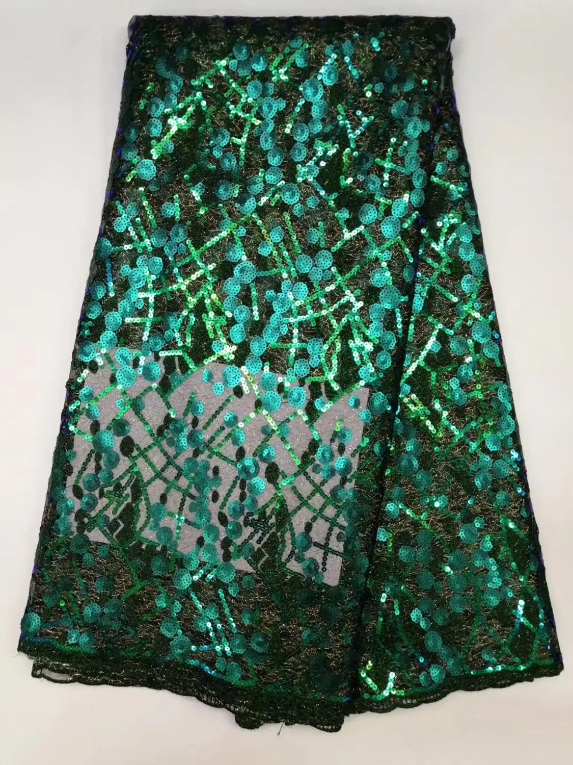 

Latest Sequins Lace Fabrics High Quality French Tulle Lace with Sequins Nigerian Net Lace for Wedding Party Dress